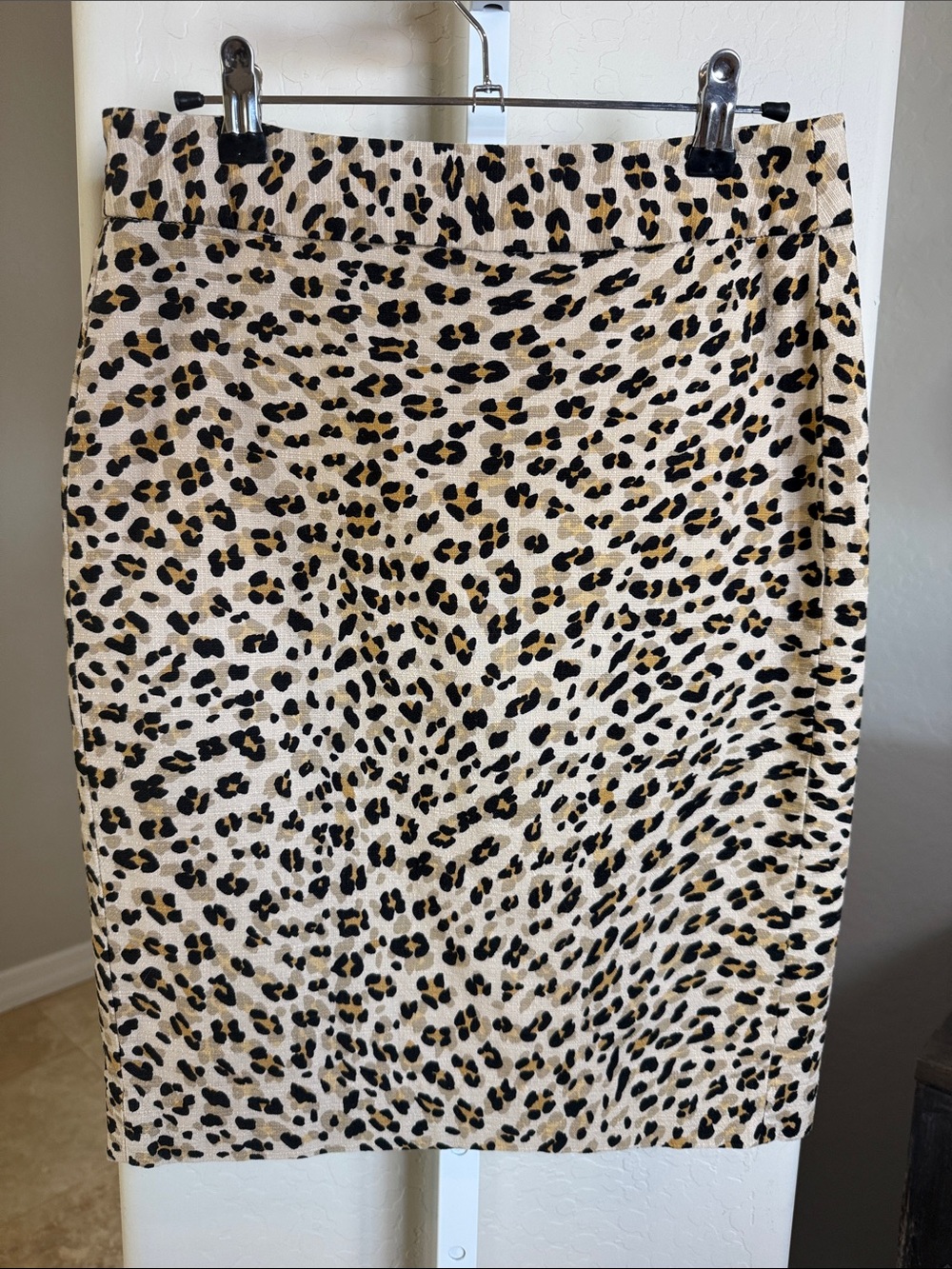 Banana Republic Leopard Print Pencil Skirt - Cream Black Tan